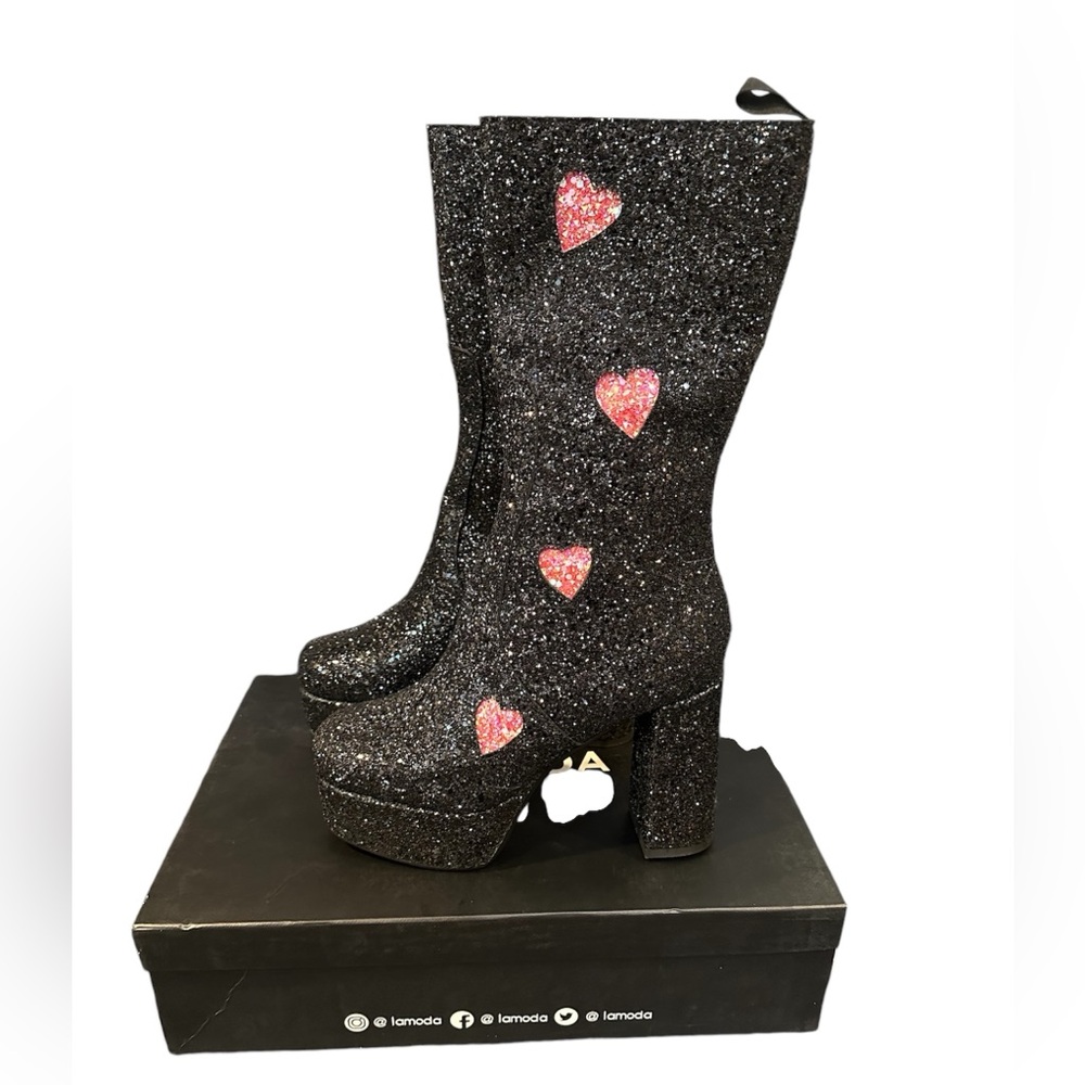 Dolls Kill x Lamoda Ibiza Glitter Platform Boots - Size 10